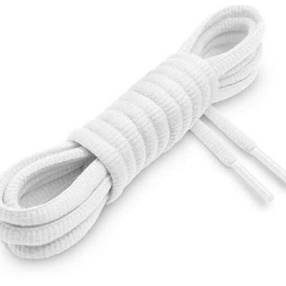 6 Pairs of Bright White Shoelaces Oval Shoe Laces 45" to 50" Sizes Nike Adidas - Picture 2 of 3
